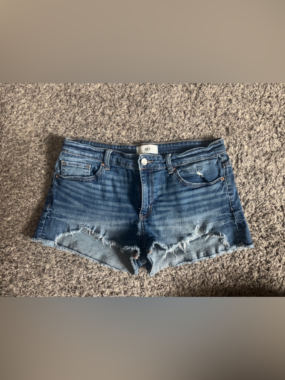 BKE Medium Blue Distressed Denim Cutoff Shorts